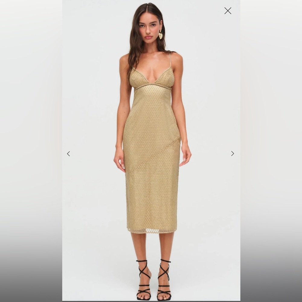 NWOT For Love And Lemons “Glitter Grid Midi Dress”